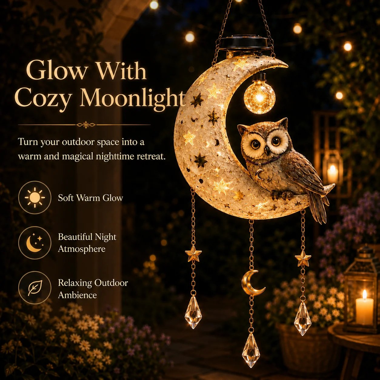 Solar Owl Moon Garden Light🦉