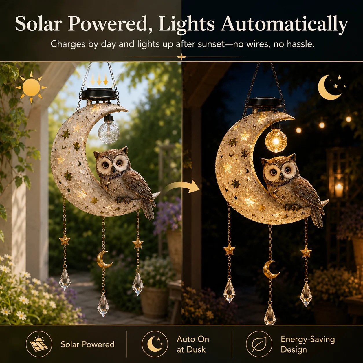 Solar Owl Moon Garden Light🦉