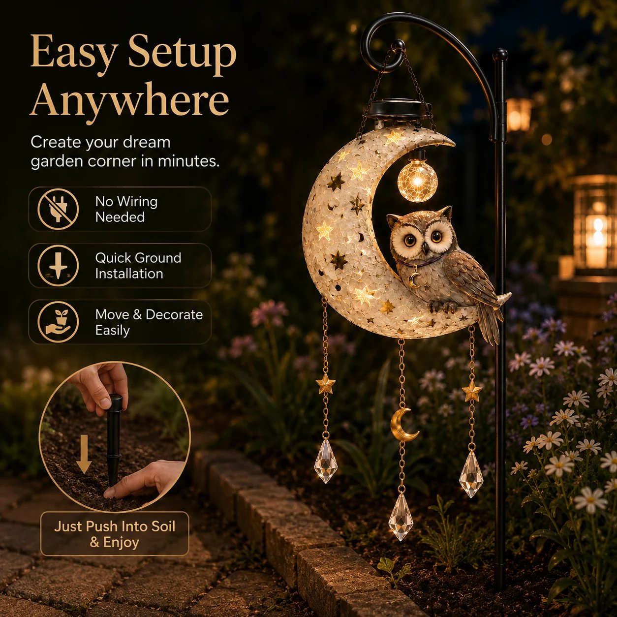 Solar Owl Moon Garden Light🦉