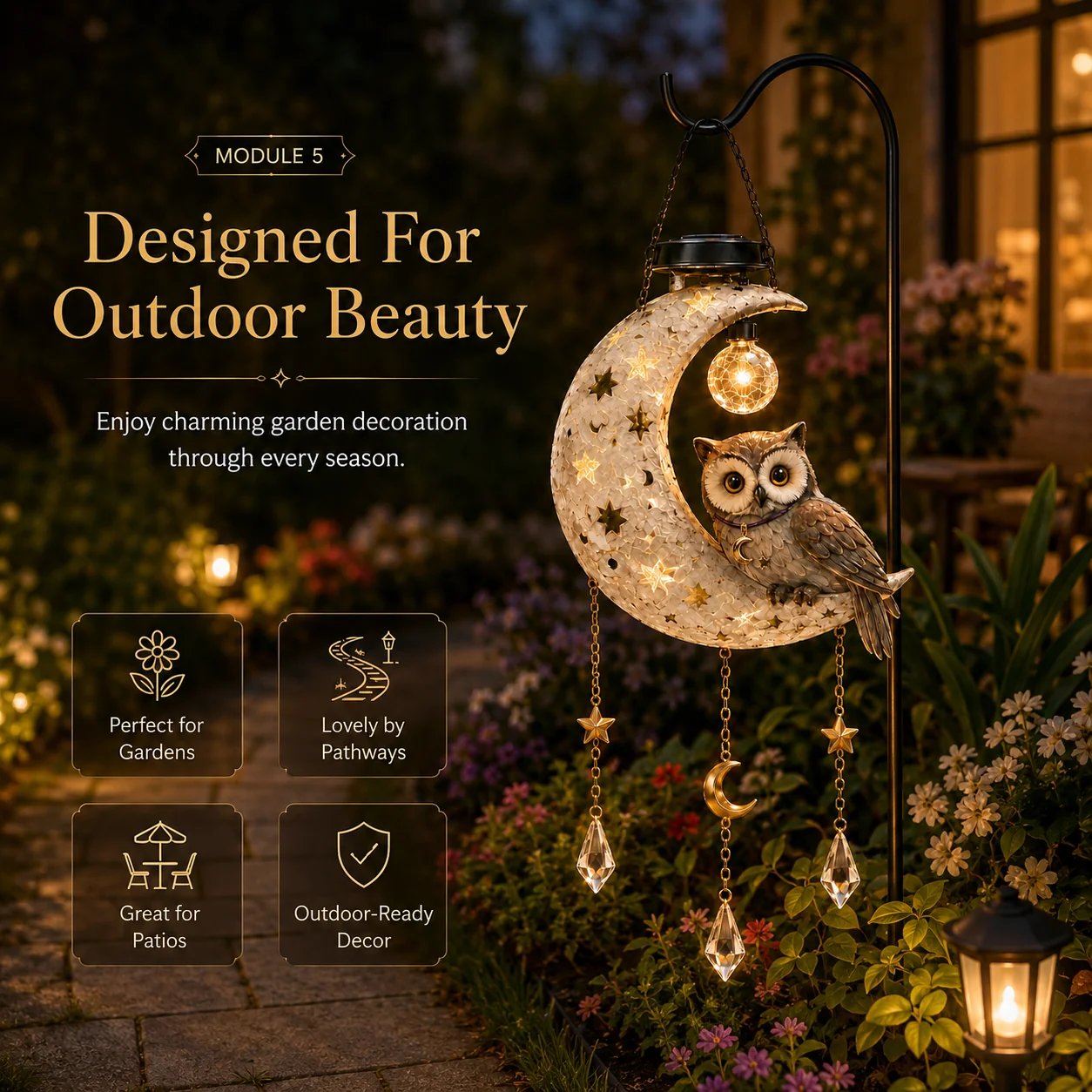 Solar Owl Moon Garden Light🦉