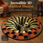 3D Skeleton Pit Halloween Illusion Round Rug