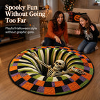 3D Skeleton Pit Halloween Illusion Round Rug