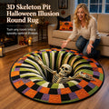 3D Skeleton Pit Halloween Illusion Round Rug