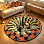 3D Skeleton Pit Halloween Illusion Round Rug