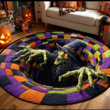 3D Skeleton Pit Halloween Illusion Round Rug