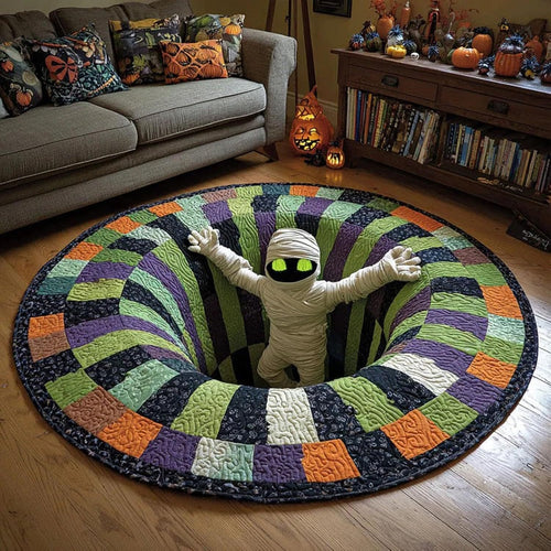 3D Skeleton Pit Halloween Illusion Round Rug